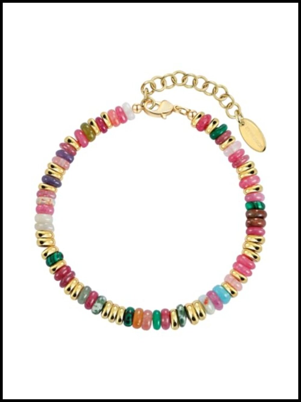 14K Gold Plated Stackable Beaded Bracelet Natural Stone Boho
